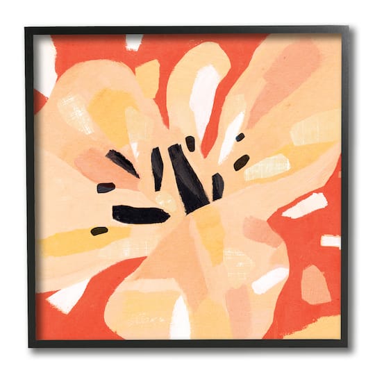 Stupell Industries Tropical Floral Abstract Black Framed Wall Art